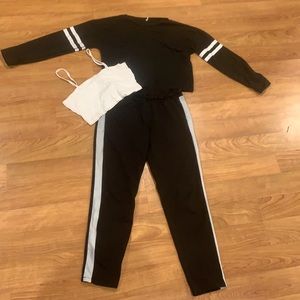 Sweat shirt, sweat pants and crop top